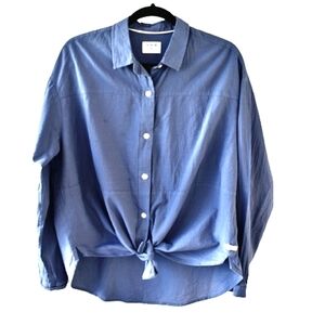HURLEY Women’s 100% Cotton Blue Button Down Casual Long Sleeve Shirt Medium
